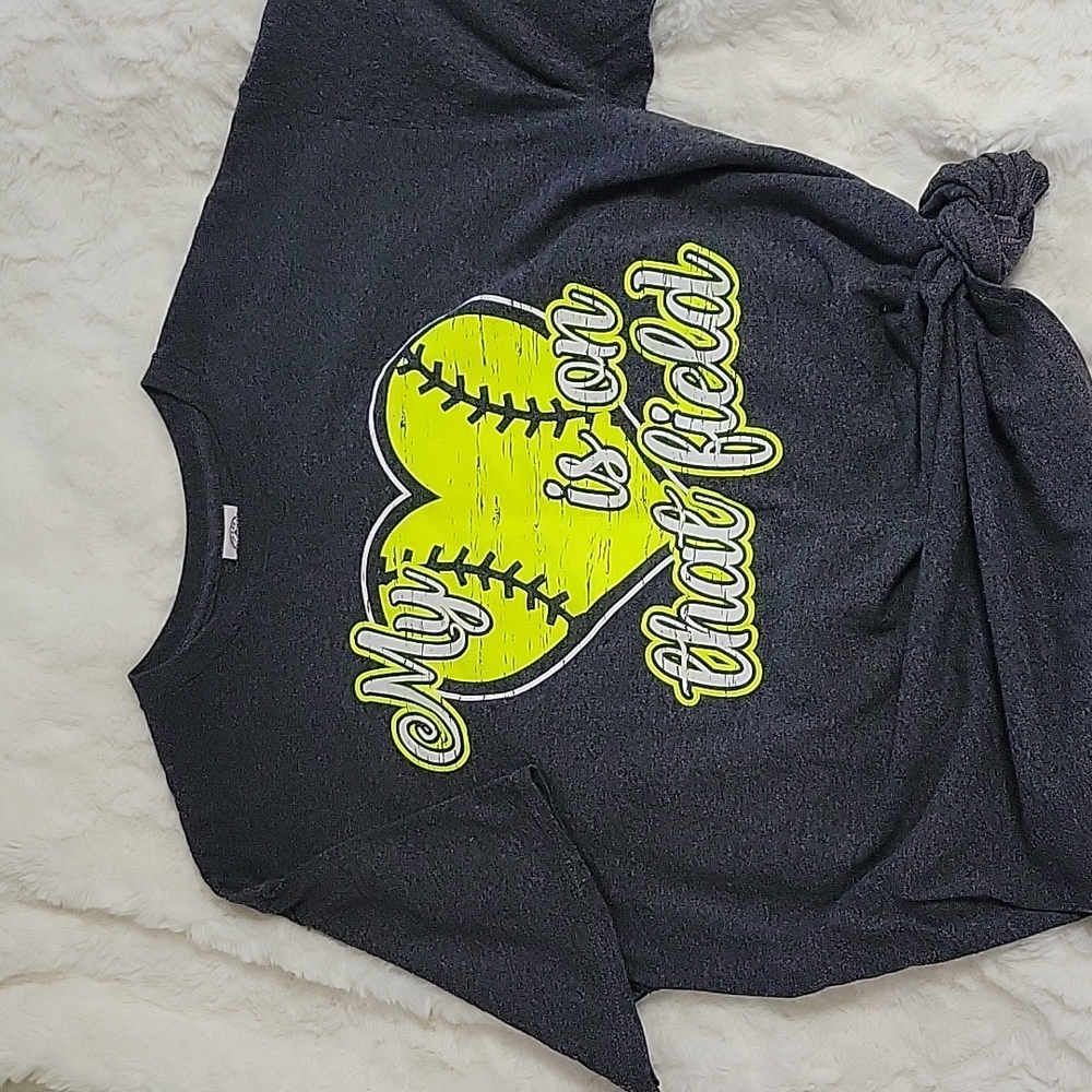 Womens size Large gray tshirt with softball saying.